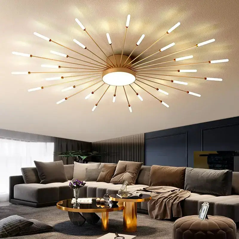 Modern gold sunburst acrylic led ceiling lights for bedroom