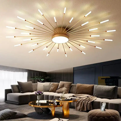 Modern gold sunburst acrylic led ceiling lights for bedroom