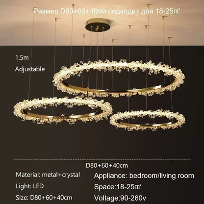 Modern gold swirling crystal pendant chandelier dining room light