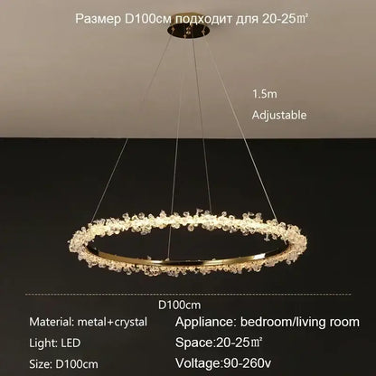 Modern gold swirling crystal pendant chandelier dining room light