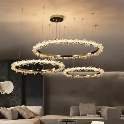 Modern gold swirling crystal pendant chandelier dining room light