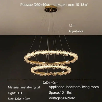 Modern gold swirling crystal pendant chandelier dining room light