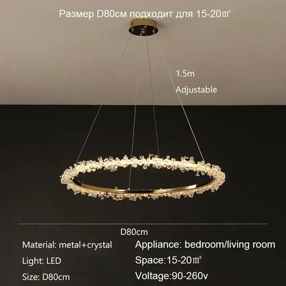 Modern gold swirling crystal pendant chandelier dining room light