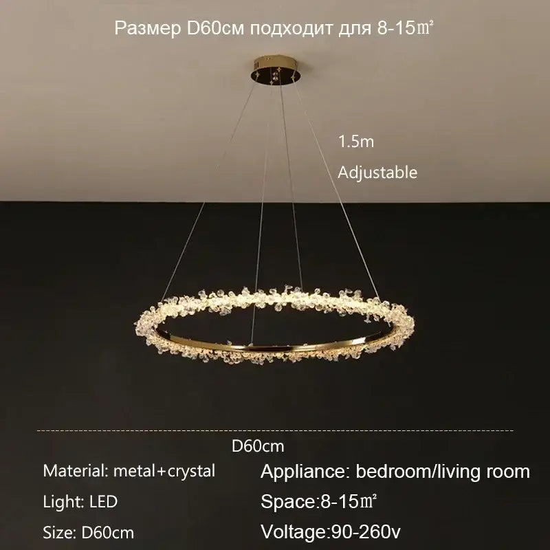 Modern gold swirling crystal pendant chandelier dining room light