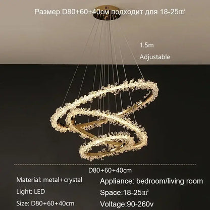 Modern gold swirling crystal pendant chandelier dining room light