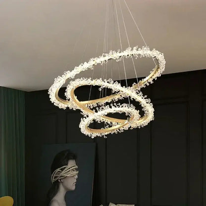 Modern gold swirling crystal pendant chandelier dining room light