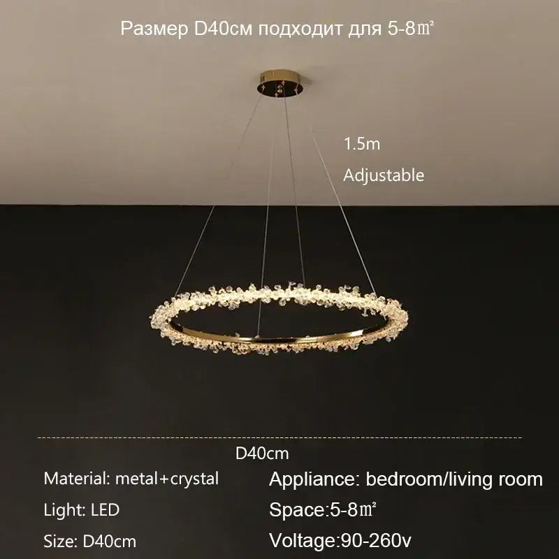 Modern gold swirling crystal pendant chandelier dining room light