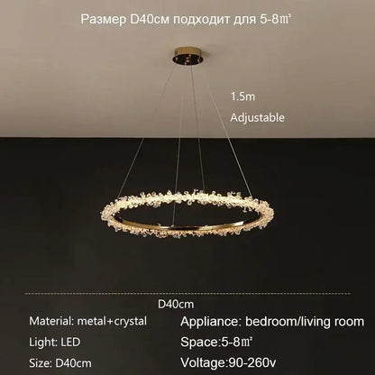 Modern gold swirling crystal pendant chandelier dining room light
