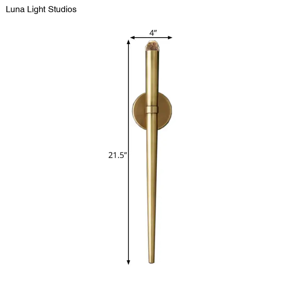 Modern gold tapered crystal led wall lamp for living room lighting