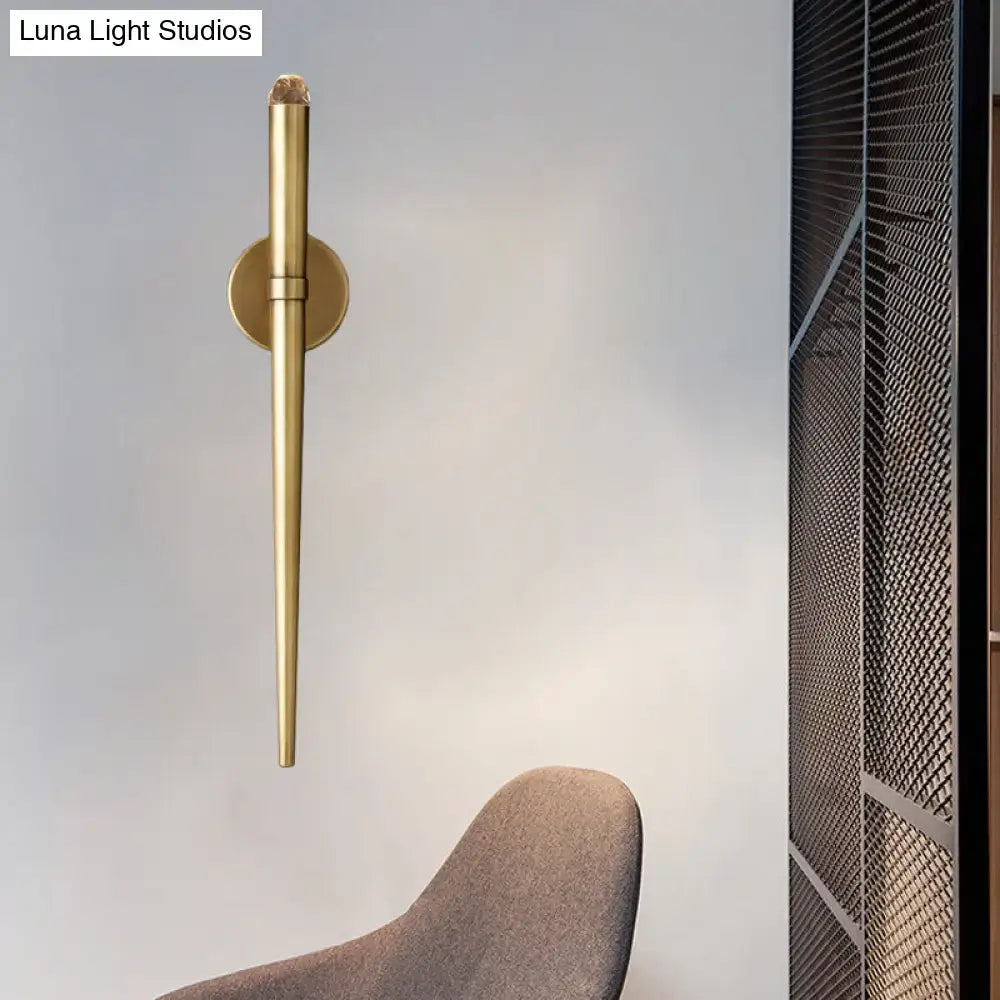 Modern gold tapered crystal led wall lamp for living room lighting