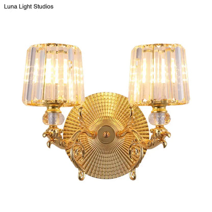 Modern gold tapered wall light fixture crystal dragon bedroom sconce