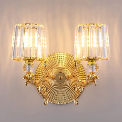 Modern gold tapered wall light fixture crystal dragon bedroom sconce
