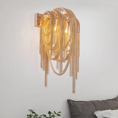 Modern gold tassel wall sconce living room 110v-120v light fixture