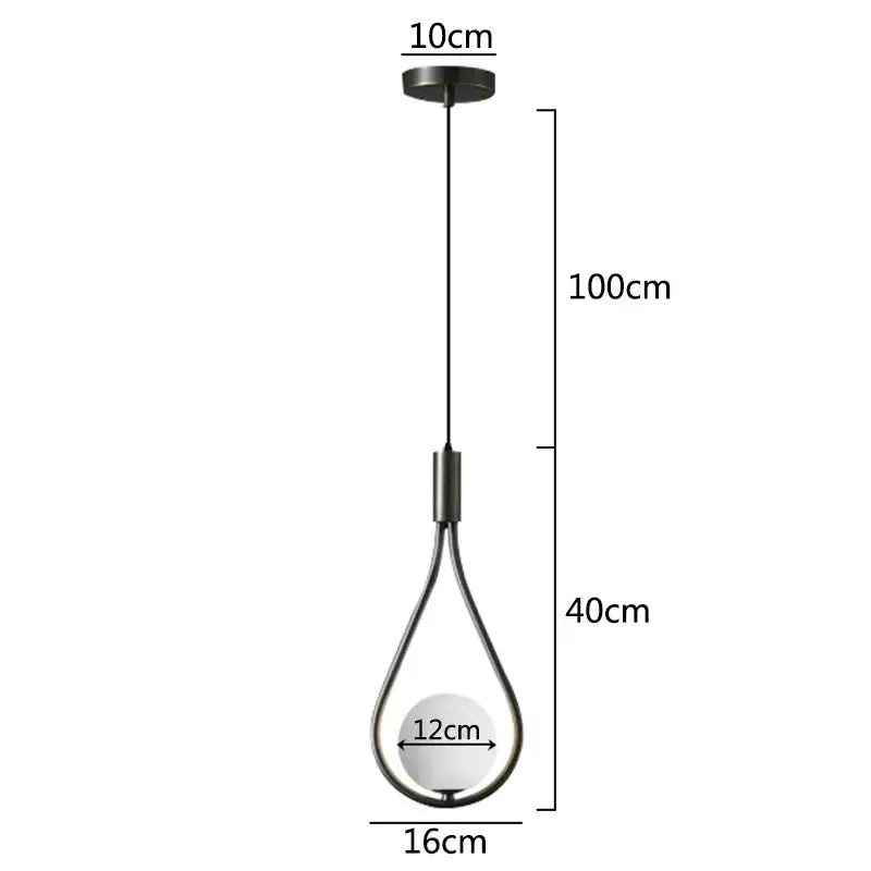 Modern gold teardrop glass ball pendant lights kitchen decor