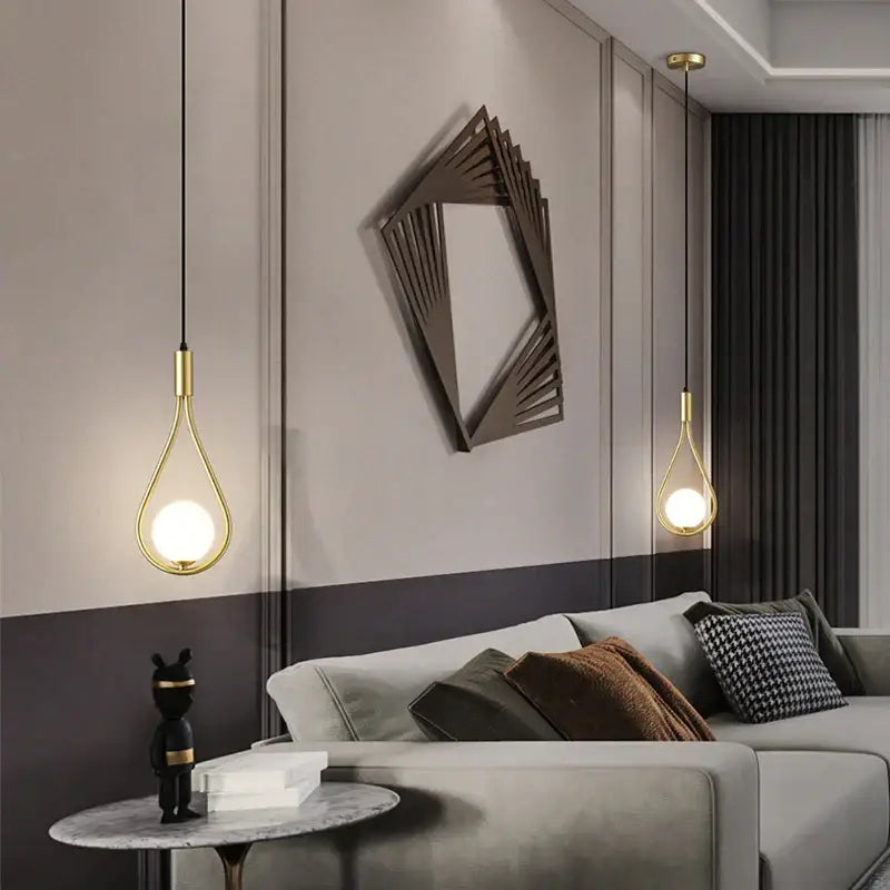 Modern gold teardrop glass ball pendant lights kitchen decor