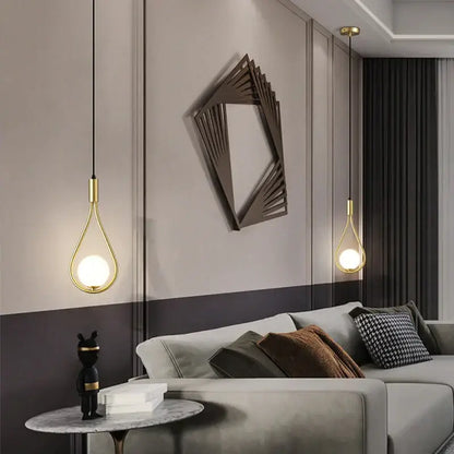 Modern gold teardrop glass ball pendant lights kitchen decor