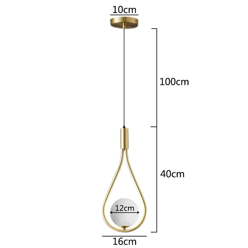 Modern gold teardrop glass ball pendant lights kitchen decor