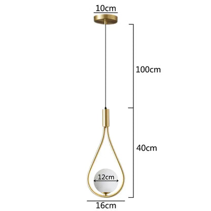 Modern gold teardrop glass ball pendant lights kitchen decor