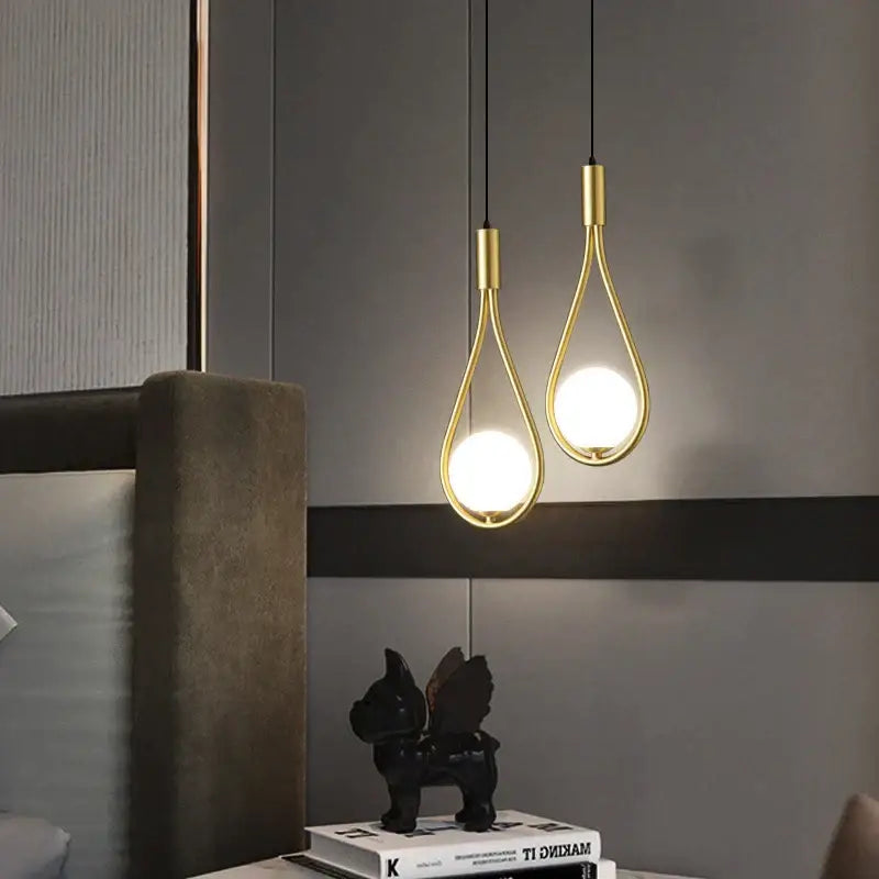 Modern gold teardrop glass ball pendant lights kitchen decor