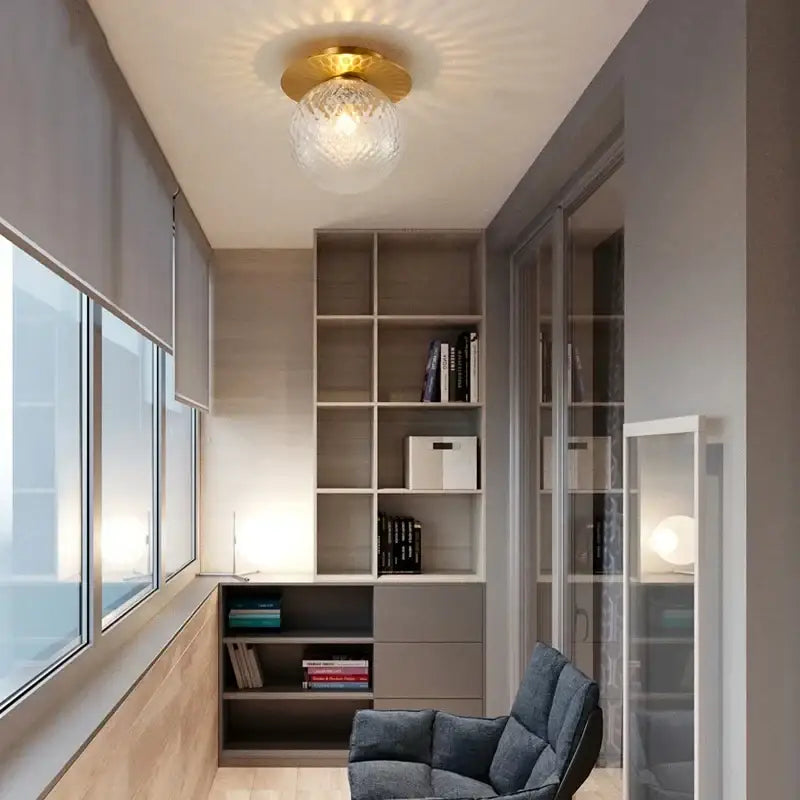 Modern gold textured glass ceiling lamp living room light fixture