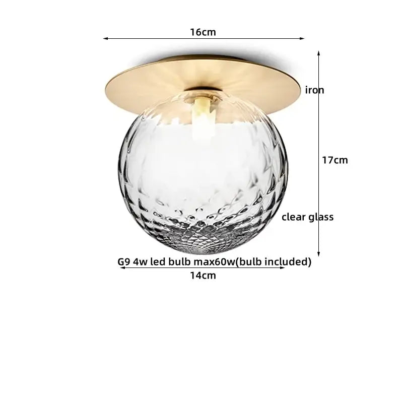 Modern gold textured glass ceiling lamp living room light fixture