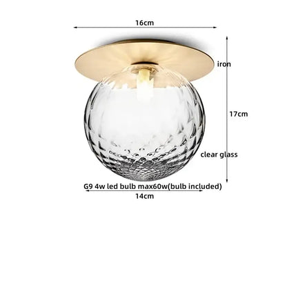 Modern gold textured glass ceiling lamp living room light fixture