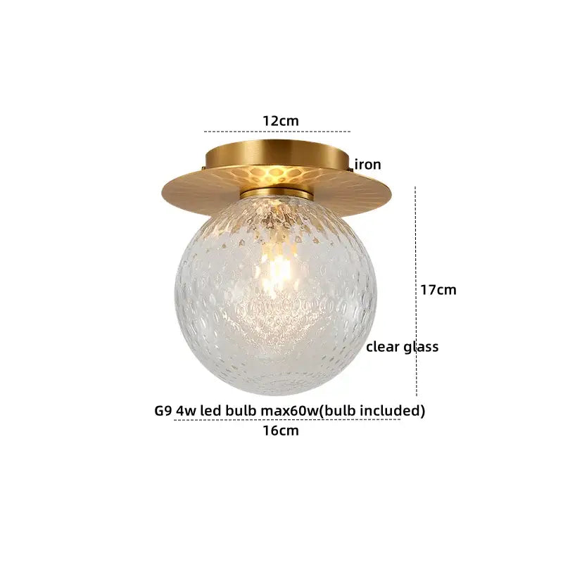 Modern gold textured glass ceiling lamp living room light fixture
