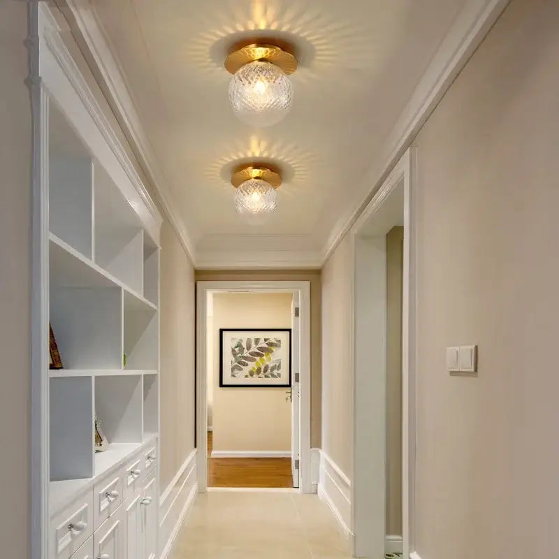 Modern gold textured glass ceiling lamp living room light fixture