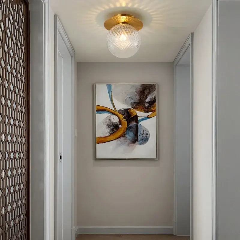 Modern gold textured glass ceiling lamp living room light fixture