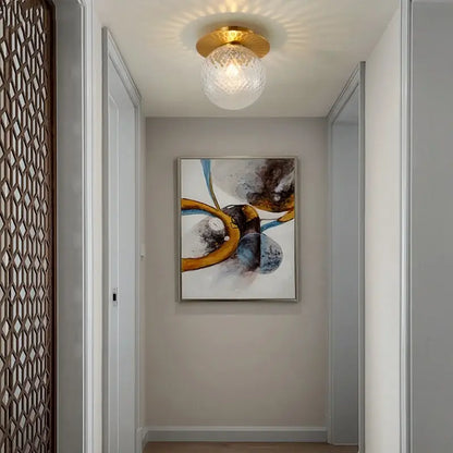Modern gold textured glass ceiling lamp living room light fixture