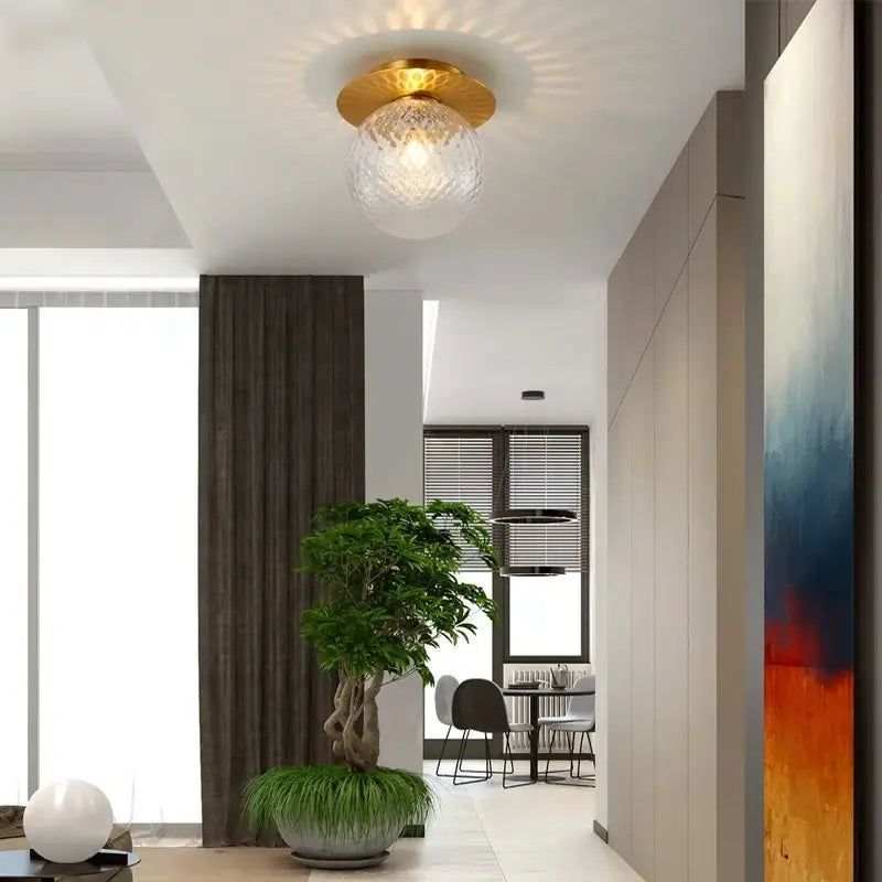 Modern gold textured glass ceiling lamp living room light fixture
