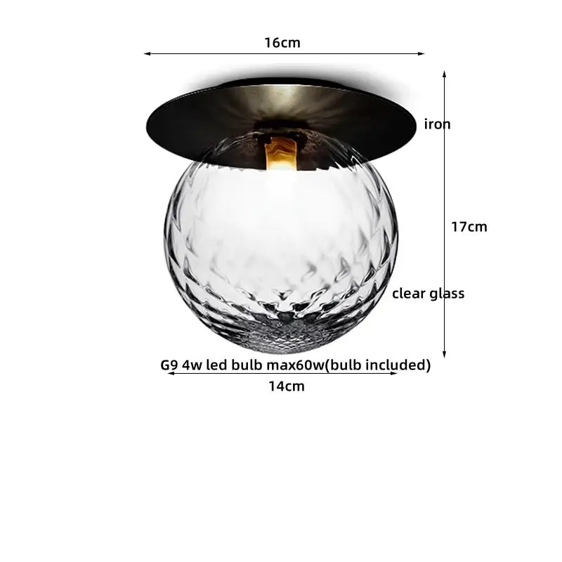 Modern gold textured glass ceiling lamp living room light fixture