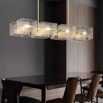Modern gold textured glass crystal chandelier living room light