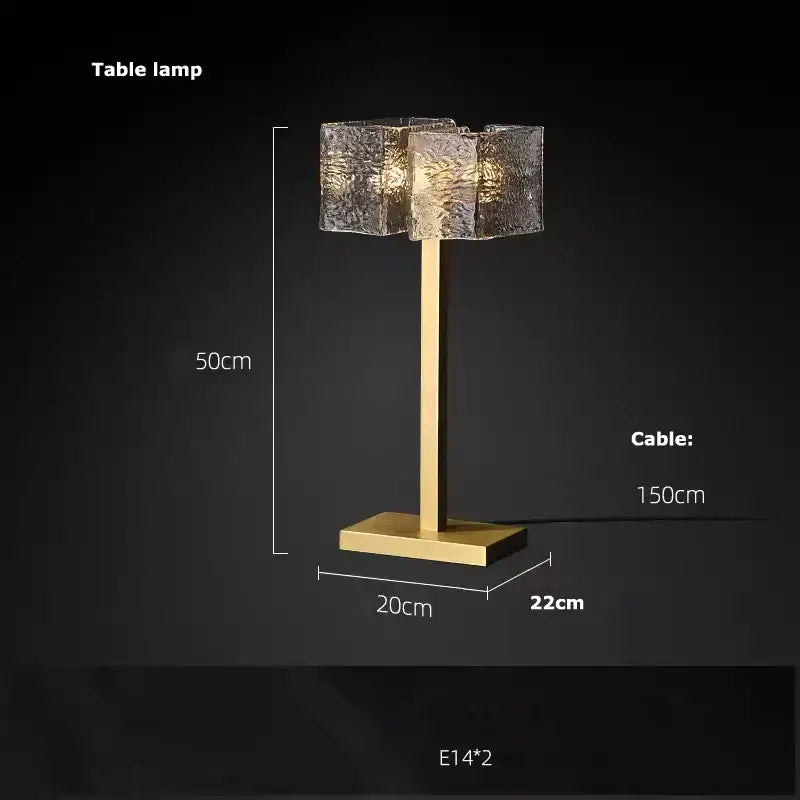 Modern gold textured glass crystal chandelier living room light