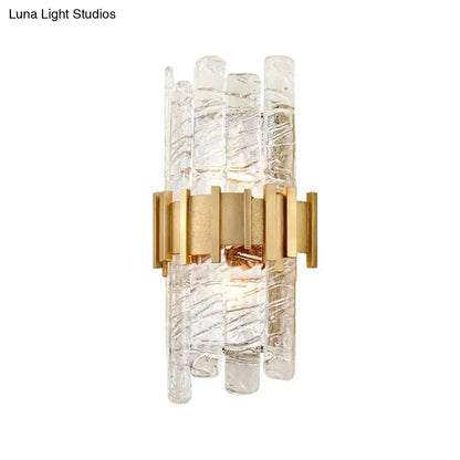 Modern gold textured glass sconce light fixture bedroom wall light