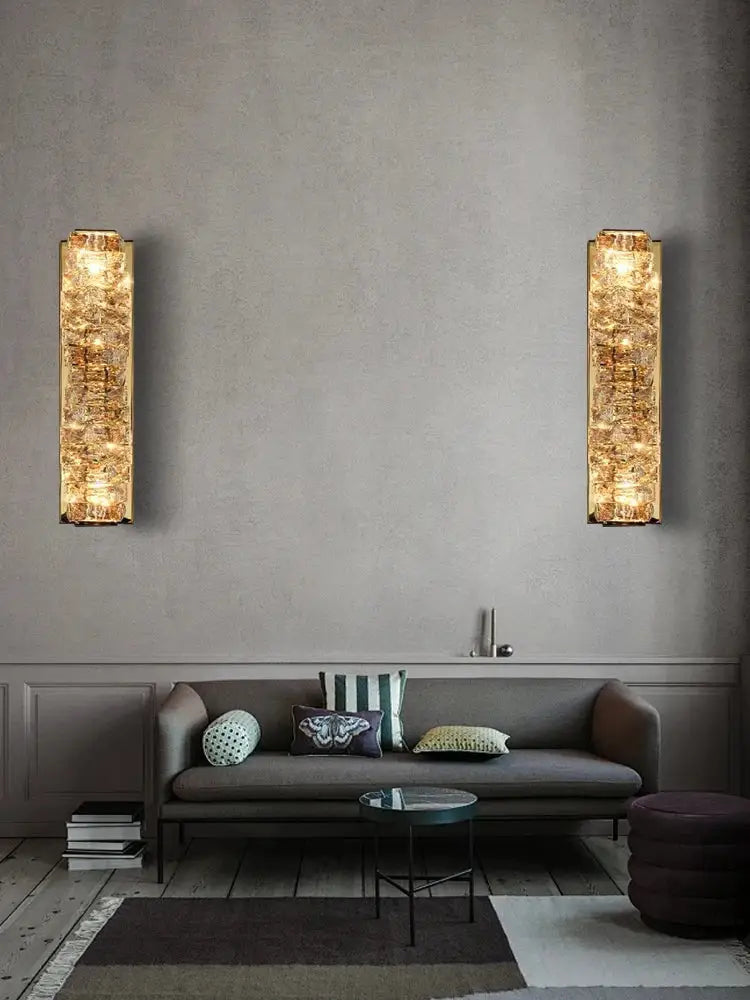 Modern gold textured glass wall sconce lamps for bedroom decor