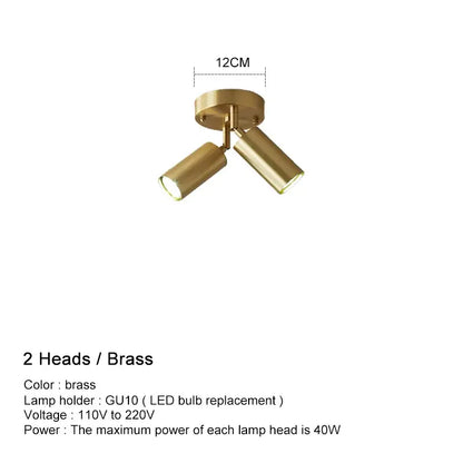 Modern gold three light adjustable gu10 led ceiling lights kitchen