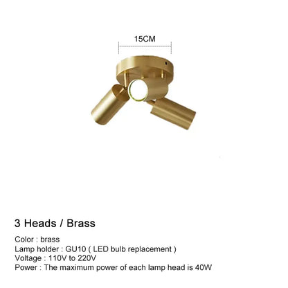 Modern gold three light adjustable gu10 led ceiling lights kitchen