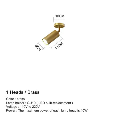 Modern gold three light adjustable gu10 led ceiling lights kitchen