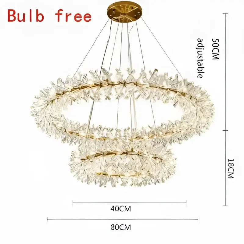 Modern gold three tier crystal led chandelier – dining room light