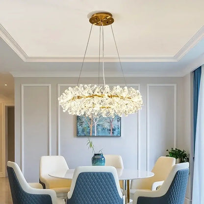 Modern gold three tier crystal led chandelier – dining room light