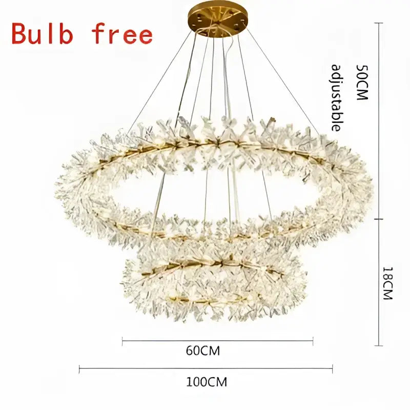 Modern gold three tier crystal led chandelier – dining room light