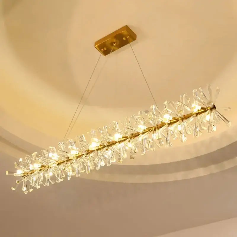 Modern gold three tier crystal led chandelier – dining room light