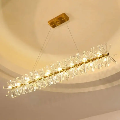 Modern gold three tier crystal led chandelier – dining room light