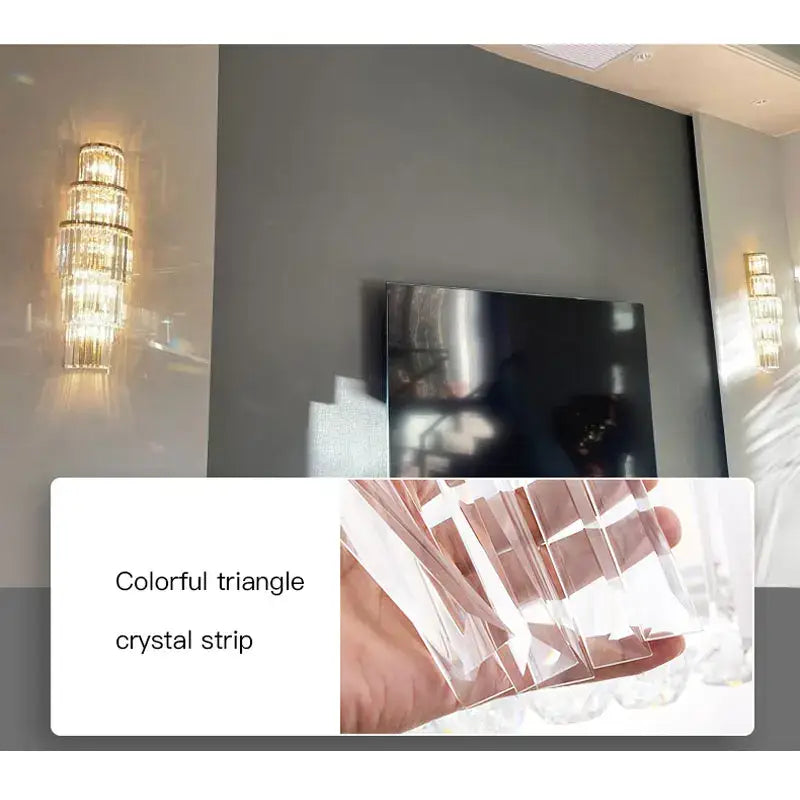 Modern gold tiered crystal nordic wall lamp living room sconce