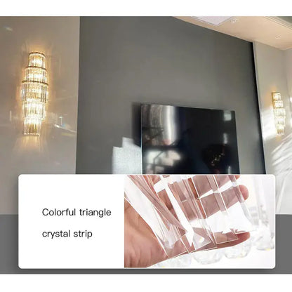 Modern gold tiered crystal nordic wall lamp living room sconce