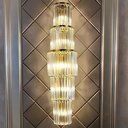 Modern gold tiered crystal nordic wall lamp living room sconce
