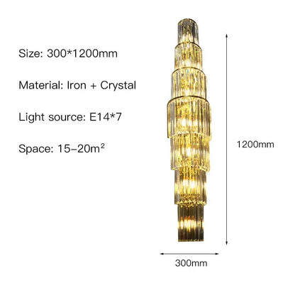 Modern gold tiered crystal nordic wall lamp living room sconce