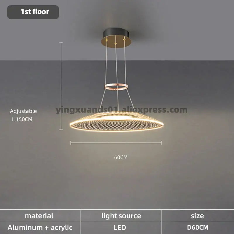 Modern gold tiered mesh pendant chandeliers led living room light