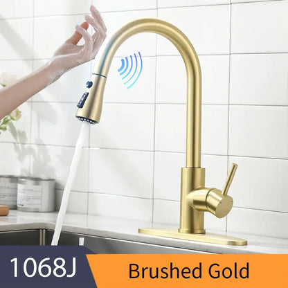 Modern gold touch control sink tap kitchen faucet